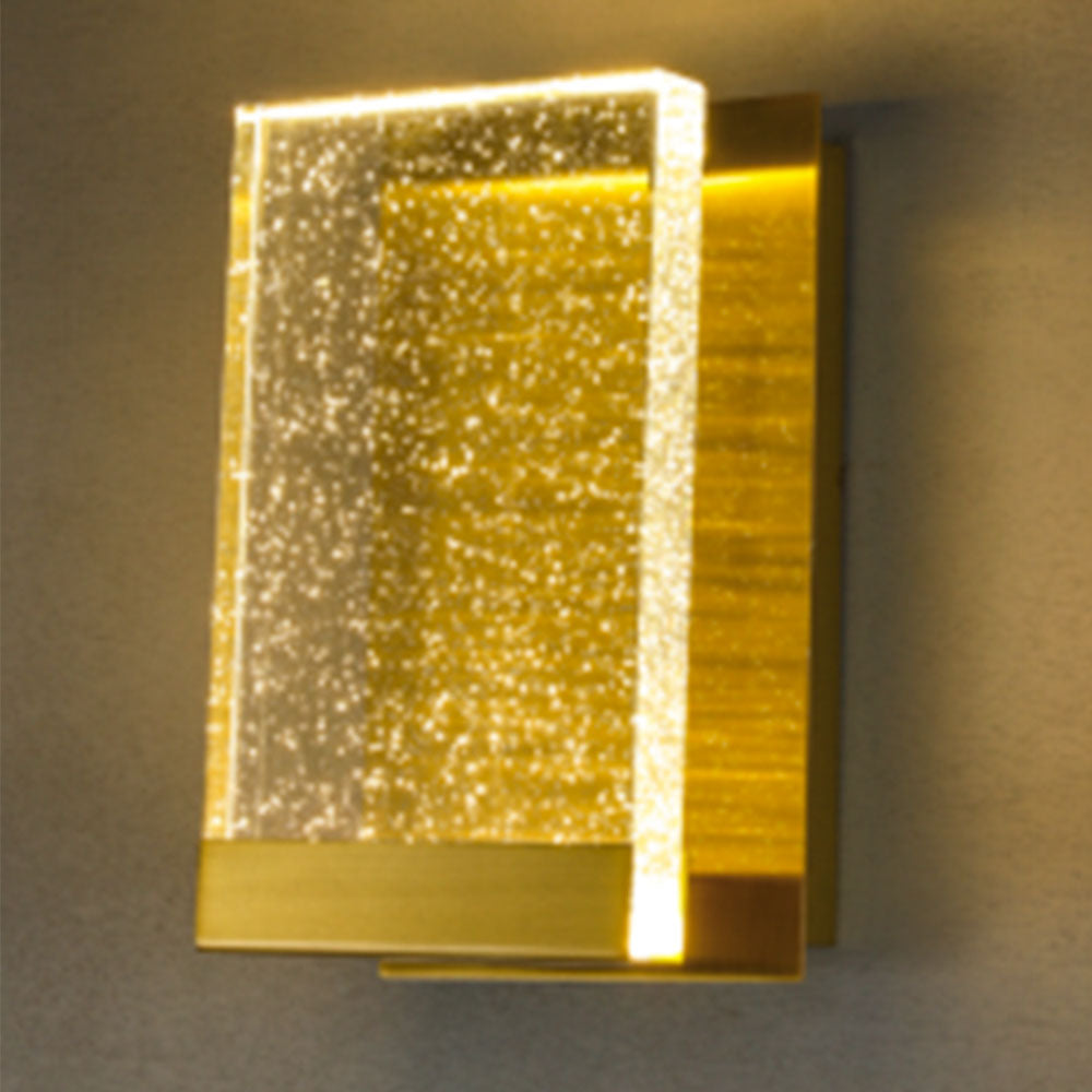 Modern Decorative Silver Metal Square Glass Crystal Led Wall Light - (3tone) 3w