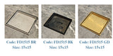 15×15 cm Square Floor Drain with 4-Inch Outlet – Gold Finish