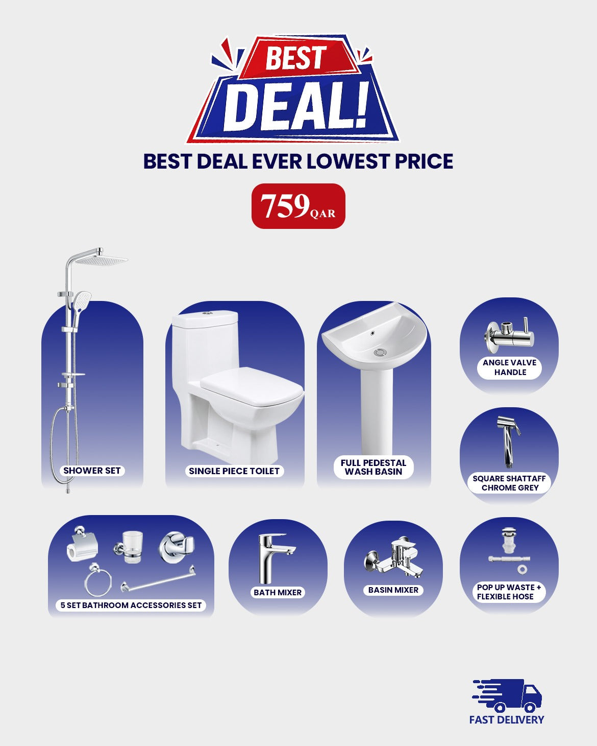 Bathroom Set Combo Bathroom Fixtures & Accessories Set