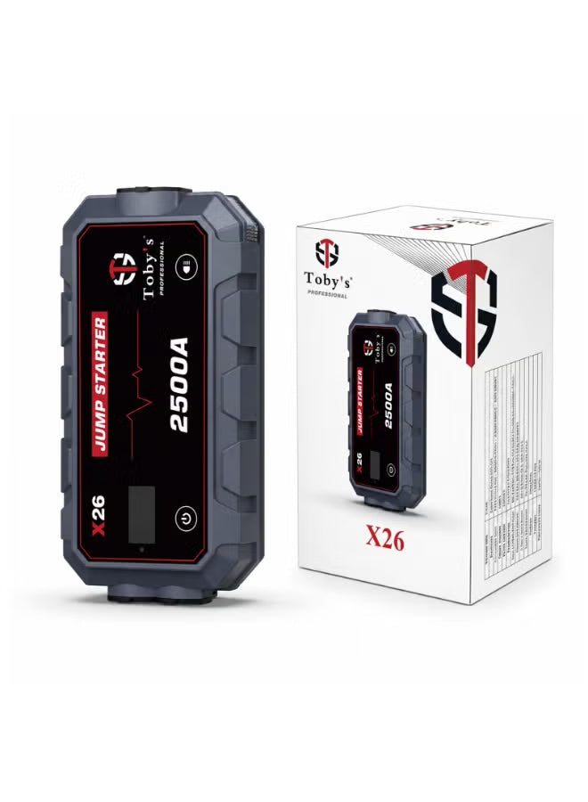 Toby’s X26 2500A Car Jump Starter 18000mAh 12V Battery Booster for 10.0L Gas/6.0L Diesel