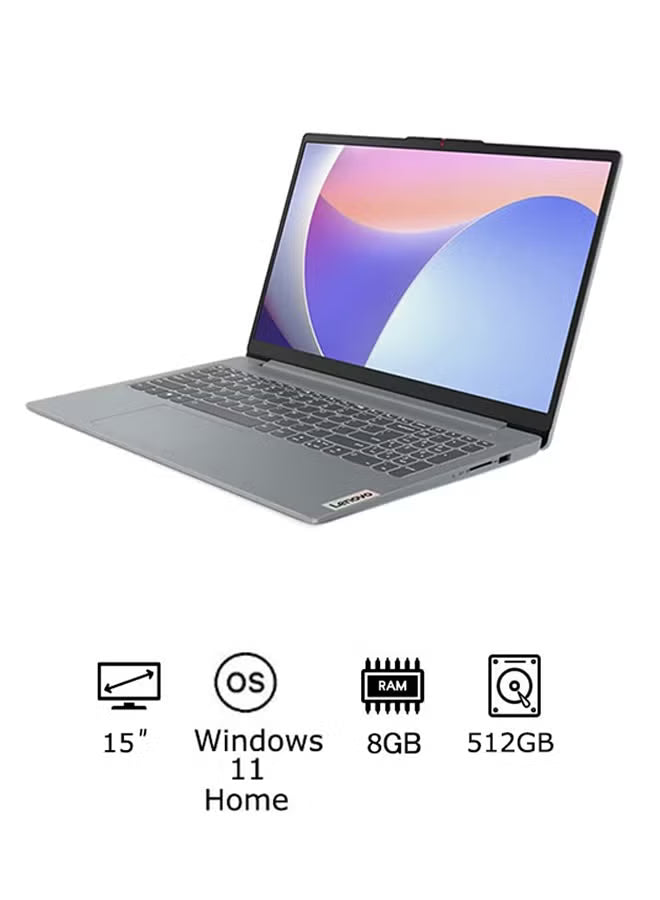 Lenovo IdeaPad Slim 3 15IAH8 15.6-Inch FHD Laptop – 12th Gen Intel Core i5-12450H, 8GB RAM, 512GB SSD, Intel UHD Graphics, Windows 11 Home, English/Arabic, Arctic Grey