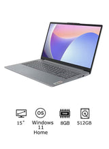 Lenovo IdeaPad Slim 3 15IAH8 15.6-Inch FHD Laptop – 12th Gen Intel Core i5-12450H, 8GB RAM, 512GB SSD, Intel UHD Graphics, Windows 11 Home, English/Arabic, Arctic Grey