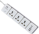 HVO-1002 Power Socket with 3 Sockets, USB & 3 m Cable