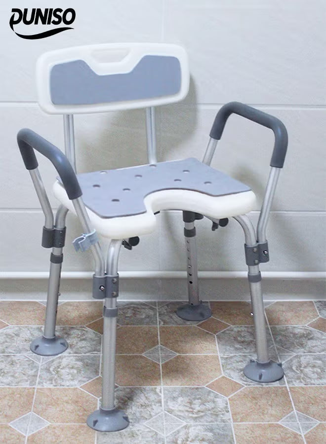 Shower Chair Stool with Padded Armrests and Back