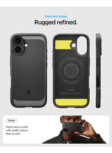 Rugged Armor MagFit iPhone 17 Case Cover with MagSafe and Carbon Fiber Textures (2025) - Matte Black