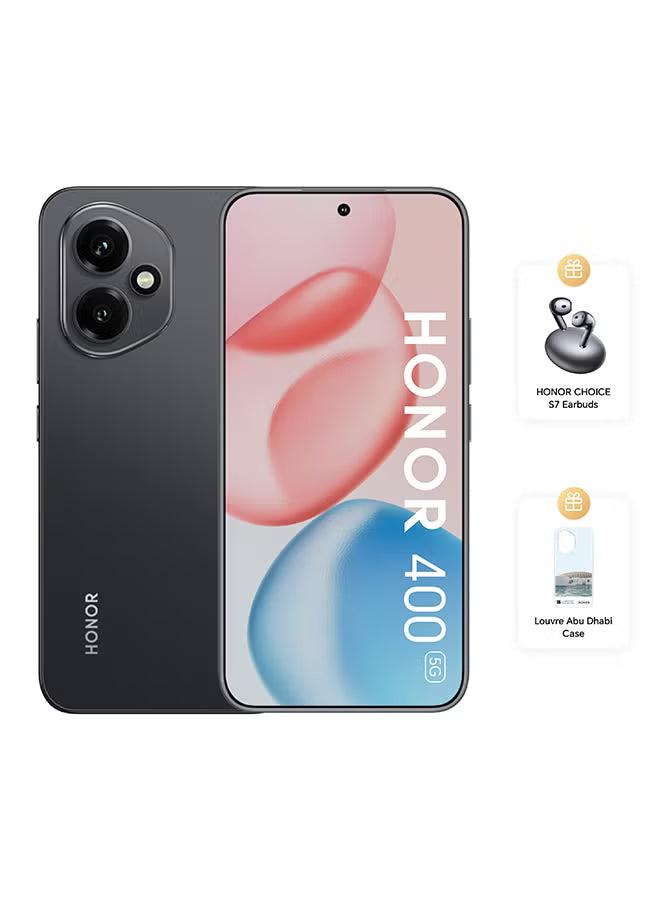 400 5G Dual SIM Midnight Black 12GB RAM 512GB With Free HONOR CHOICE S7 Earbuds And Louvre Case - Middle East Version