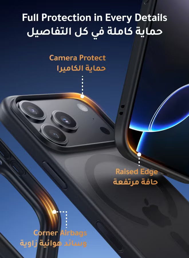 iPhone 17 Pro Max Case Magsafe Strong Magnet Metal Camera Button 17 Pro Max Case Military-Grade Protection Scratch-Resistant iPhone 17 Pro Max Cover Matte Anti-Slip Compatible with Magsafe Accessory