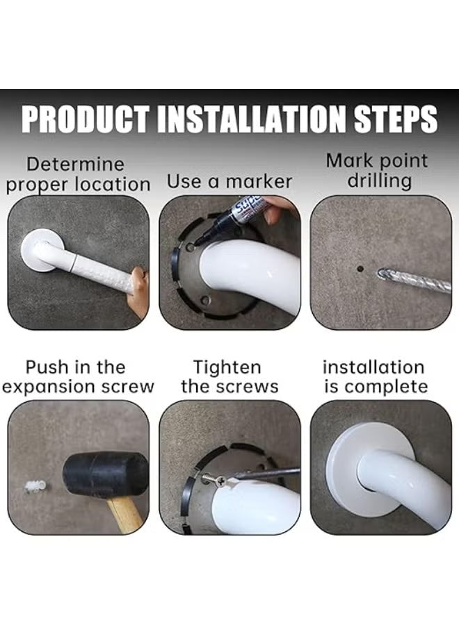 2 Pcs Bathroom Grab Bars with Luminous Circles