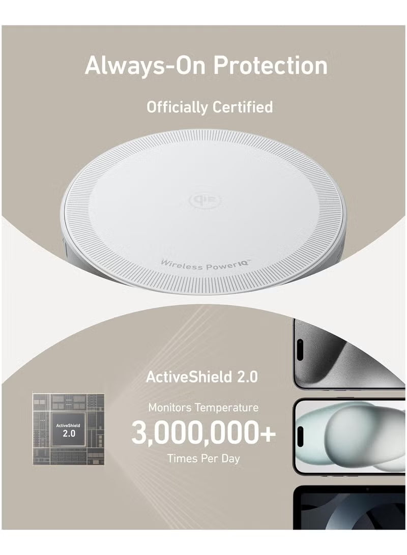 15W MagGo Ultra Fast iPhone Induction Charger (Pad), MagSafe Compatible, Qi2 Certified, for iPhone 16/16 Plus/Pro/Pro Max/15 Series (Mains Power Not Included)