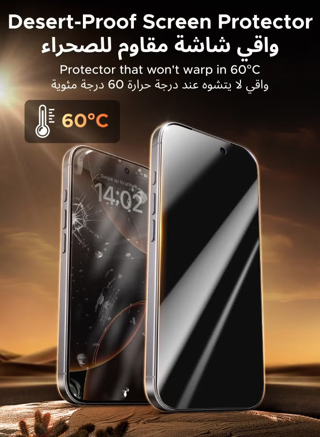 2-Pack iPhone 17 Pro Max Privacy Screen Protector With Auto Alignment Kit Anti-Spy, Privacy Protection, Anti-Fingerprint, Easy Installation, Shockproof Glass, No-Residue Adhesive, Smooth Touch -