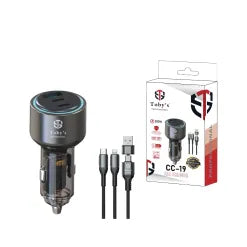 Toby’s CC-19 200W Fast Car Charger with USB-C PD, USB-A & Multi-Charging Cable
