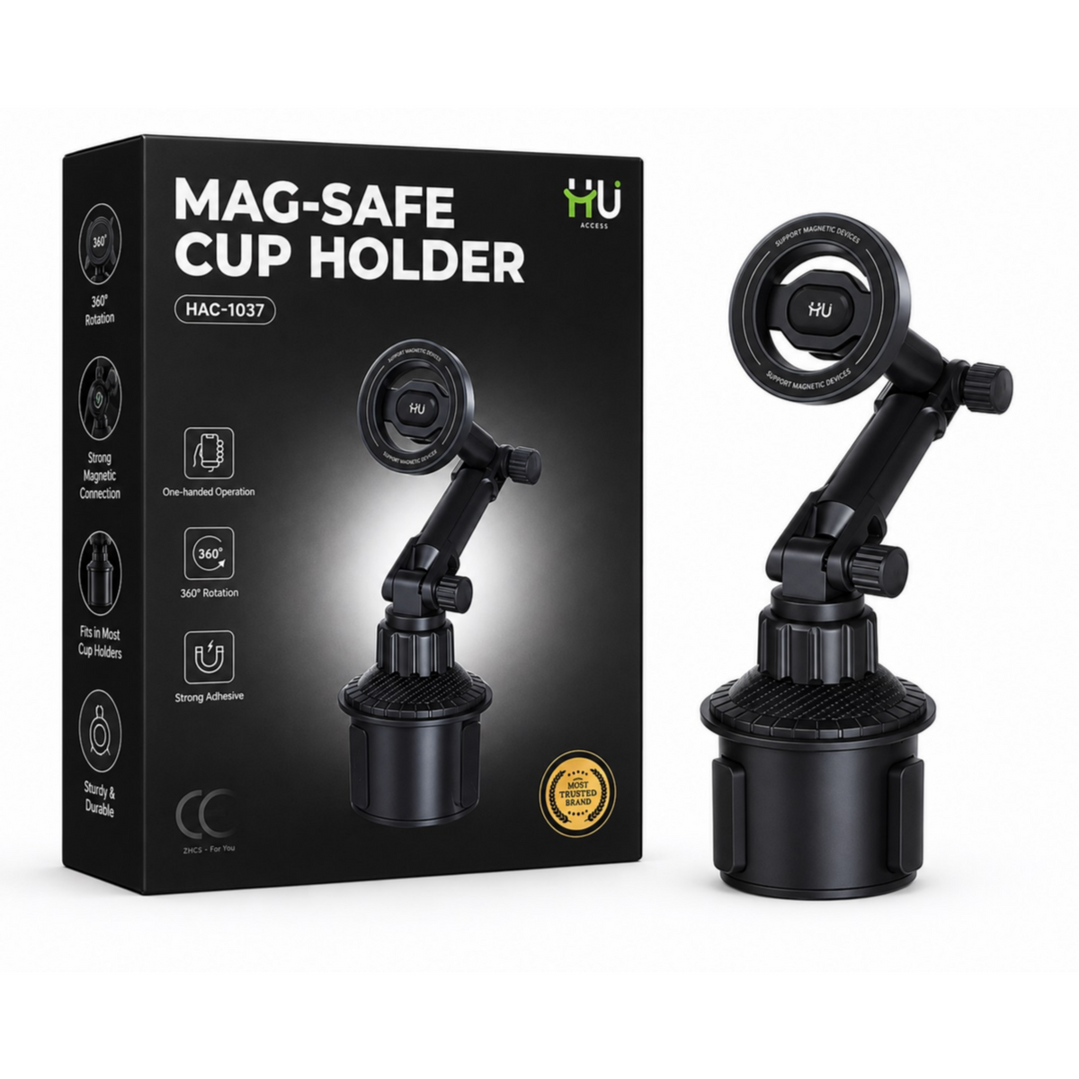 HAC-1037 MagSafe Cup Holder Phone Mount with 360° Rotation