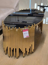 Luxury Coffee Table Set – 806# (Gold & Black Glass)