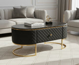 Coffee Table & TV Cabinet Set – B-68# (Luxury Black & Gold)