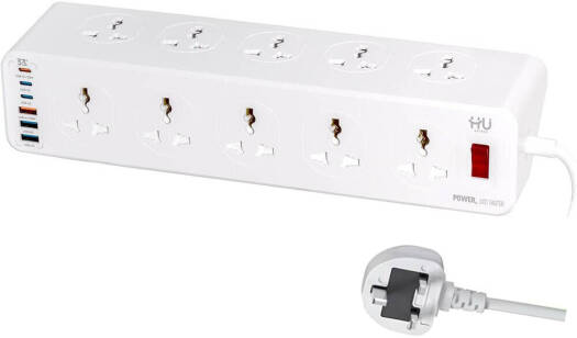 HU Universal Power Socket Tower Extension HAC-1008 – 10 Outlets with 33W USB & 2500W Power