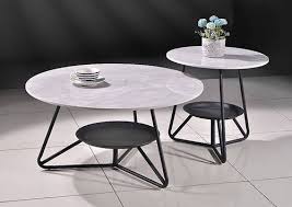 طاولة شاي مستديرة من الرخام المعدني