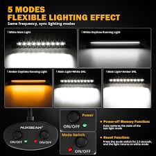 22 Inch 114W Single Row Off Road LED Light Bar with Amber &amp; White DRL