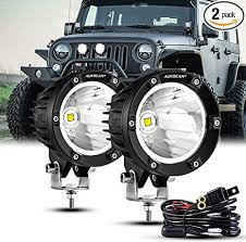 LED Driving Lights Spot White with wiring harness (4" 36W*2 Round)