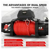 RD-13S - Winch 13000lb, Dual-Speed with Synthetic Rope