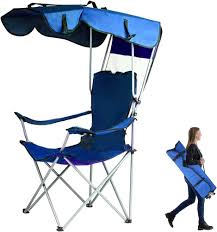 Portable Folding Picnic Chair with Canopy (Blue)