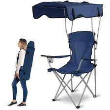 Portable Folding Picnic Chair with Canopy (Blue)
