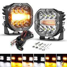 AuxbeamM XP-Ultra Series 3 Inch 96W 9600LM LED Pods with 6 Modes and Flashing White Amber Lights