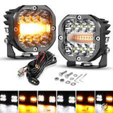 AuxbeamM XP-Ultra Series 3 Inch 96W 9600LM LED Pods with 6 Modes and Flashing White Amber Lights