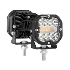 AuxbeamM XP-Ultra Series 3 Inch 96W 9600LM LED Pods with 6 Modes and Flashing White Amber Lights