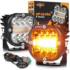 AuxbeamM XP-Ultra Series 3 Inch 96W 9600LM LED Pods with 6 Modes and Flashing White Amber Lights
