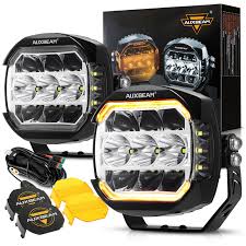 Auxbeam X-Pro Series 5 Inch 174W Led Side Shooter Pod Lights with White DRL & Amber Turn Signal Light