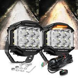 Auxbeam V-Max Series 5 Inch 168W 16440LM Combo Beam Side Shooter LED Round Pod Lights with Amber DRL