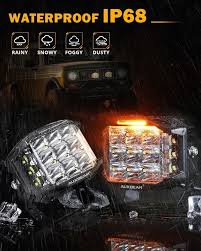 Auxbeam V-Max Series 5 Inch 168W 16440LM Combo Beam Side Shooter LED Round Pod Lights with Amber DRL