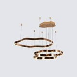 Pendant Lamp 1000+800+600 SS & Acrylic Brushed Gold LED 3000K