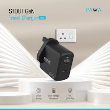 PAWA STOUT GAN TRAVEL CHARGER WITH DUAL PD PORT 65W