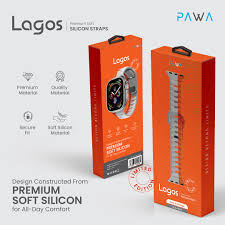PAWA LAGOS LIMITED EDITION PREMIUM SOFT SILCON STRAP45/49mm-GREY/ORANGE