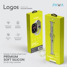 PAWA LAGOS LIMITED EDITION PREMIUM SOFT SILCON STRAP45/49mm-GREY/YELLOW