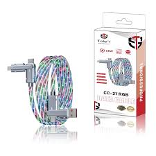 Toby’s CC-22 RGB 65W 4-in-1 Fast Charging & Data Cable with Type-C, Lightning & USB
