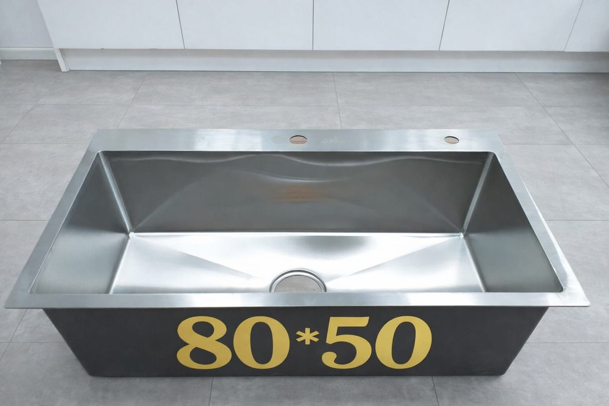 Stainless Steel Kitchen Sink 80 × 50 cm – Single Bowl