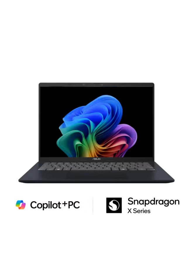 ASUS Vivobook 14 FHD+ Laptop – Snapdragon X, 16GB RAM, 512GB SSD, Adreno Graphics, Windows 11 Home, Copilot+ PC, Quiet Blue