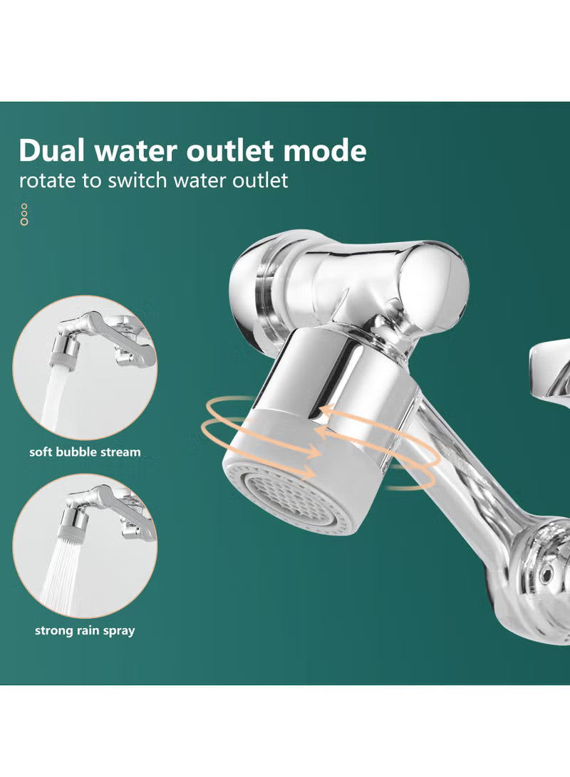 BRIMIX Universal Splash Filter Faucet Extender 1080-Degree Rotate with 2 Modes Sprayer Brass Robotic Arm Faucet Aerator for Kitchen & Bathroom