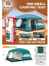 Toby’s 4–6 Person Double Layer Outdoor Camping Tent – 330 × 210 × 180 cm Small Khaki Tent