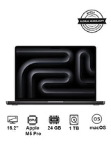 Apple MacBook Pro 16-inch (2026) M5 Pro 18-Core CPU, 20-Core GPU, 24GB RAM, 1TB SSD – Space Black