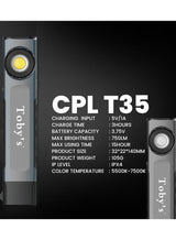 Toby’s CPL-T35 Magnetic Flat LED Work Light with COB Red & White Light, Type-C Rechargeable