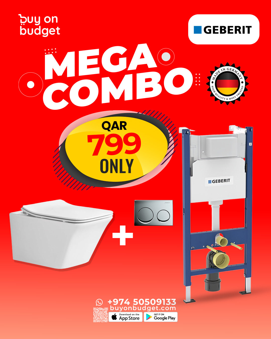 Geberit Mega Combo – Premium Wall-Hung Toilet Set