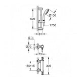GROHE Grohtherm 800 Thermostatic Shower Mixer 1/2" With Exposed Shower Set Chrome