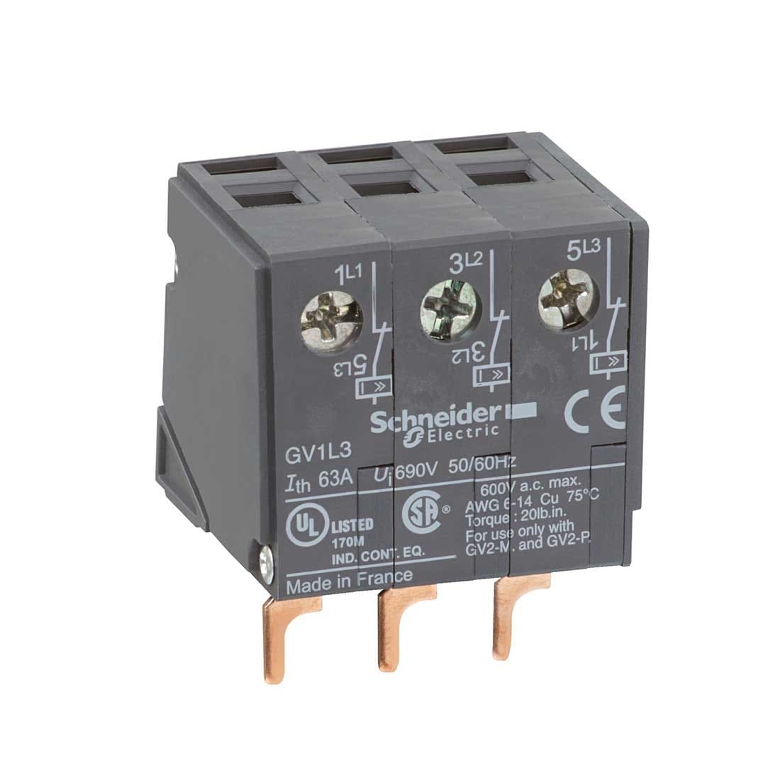 SCHNEIDER – Current Limiter Module, Tesys GV2, On Device Mounting, Supplier Part Number: GV1L3 Qatar