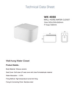 Wall Hung Toilet (P-trap 180mm UF Seat Cover) 505*350*360 -  White