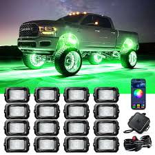 Upgraded RGB LED Rock Light Multicolor Set with Bluetooth Controller