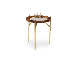 طاولة جانبية خشبية ذهبية اللون من كينزا