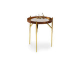 طاولة جانبية خشبية ذهبية اللون من كينزا